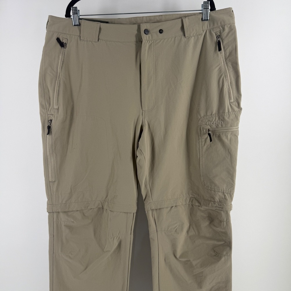 Rohan Insect Shield Convertible Hiking Pants Mens 40R Tan Khaki Zip Off Cargo